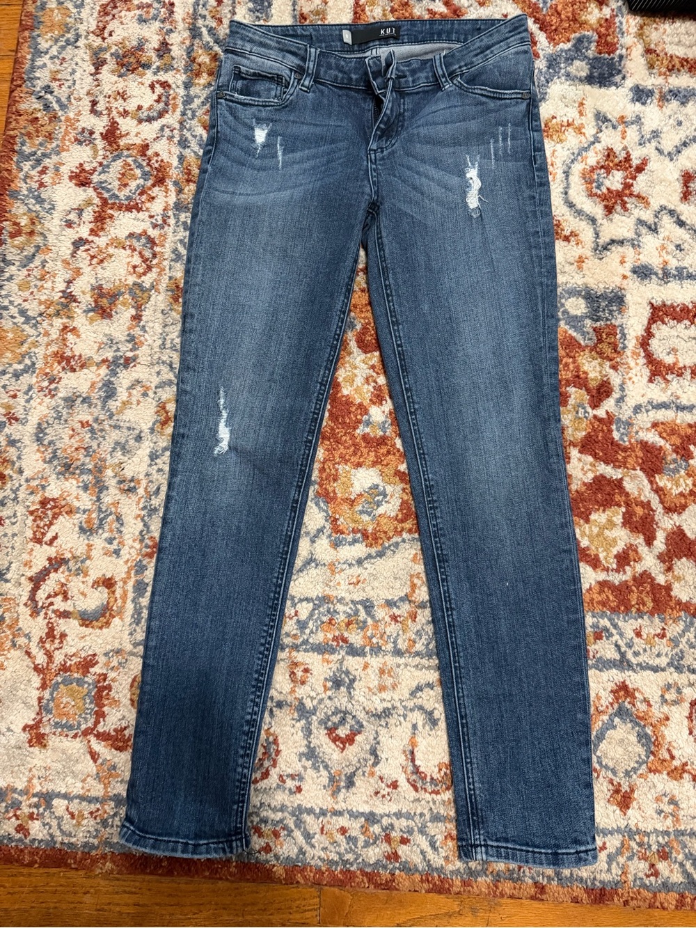 Kut from the Kloth Dark Blue Boyfriend Jeans with Distressed Detail